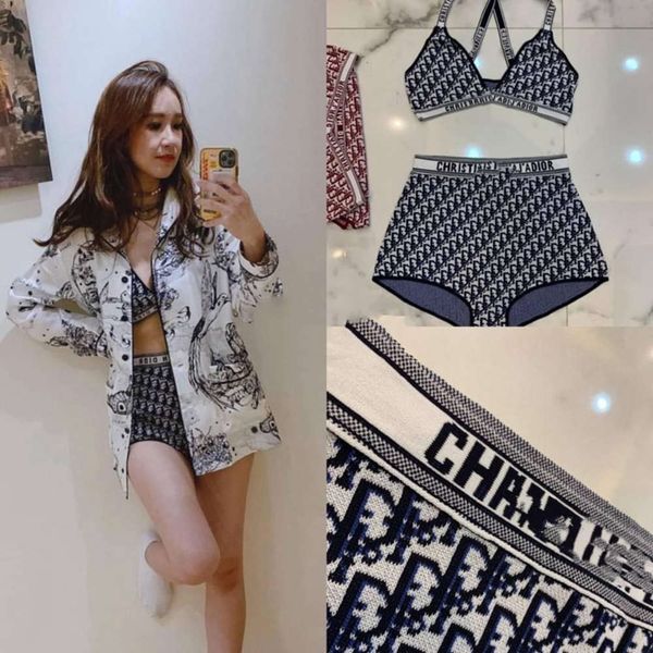 

juli di split swimsuit printed backless bikini triangl swimwear, White;black