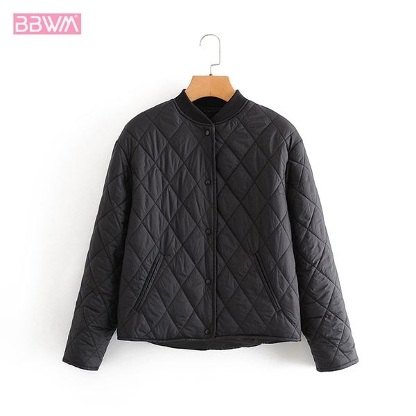 

black stand collar prismatic long sleeve simple single-breasted keep warm female coat harajuku wild fashion chic women's jacket 210507