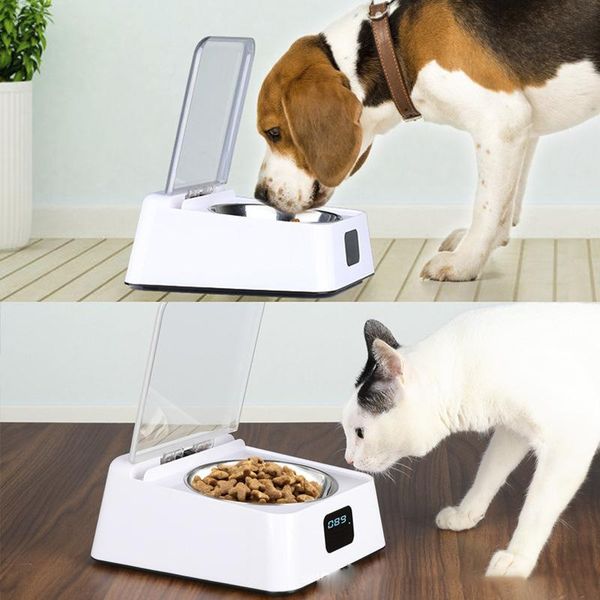 

automatic pet feeder bowl infrared sensor auto open cover intelligent anti-mouse moisture-proof dog cat dispenser bowls & feeders