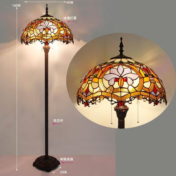 

floor lamps 160cm 63"h vintage antique lamp for living room tiffany stained glass shade baroque style 15.7"w 110v 220v eu plug us