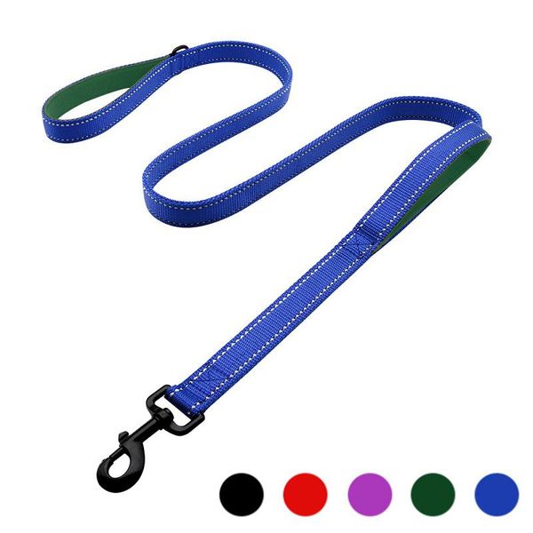 

reflective 2 handle large dog leash big walking leashes double pet training lead rope comfortable diving cloth padded collars &