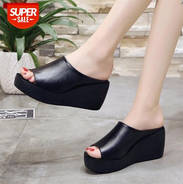 

women's sandals wedge and slippers, platform high-heeled #xw8f, Black