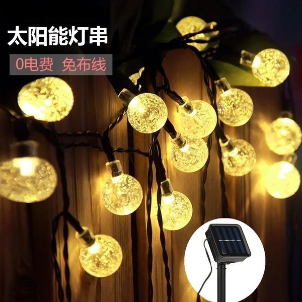

led solar energy crystal bubble ball string waterproof outdoor decorative lamp