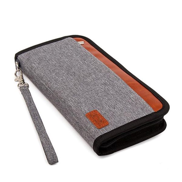 

card holders cash documents antitheft accessories full closure fashion multifunctional passport organizer zipper holder travel wallet, Brown;gray