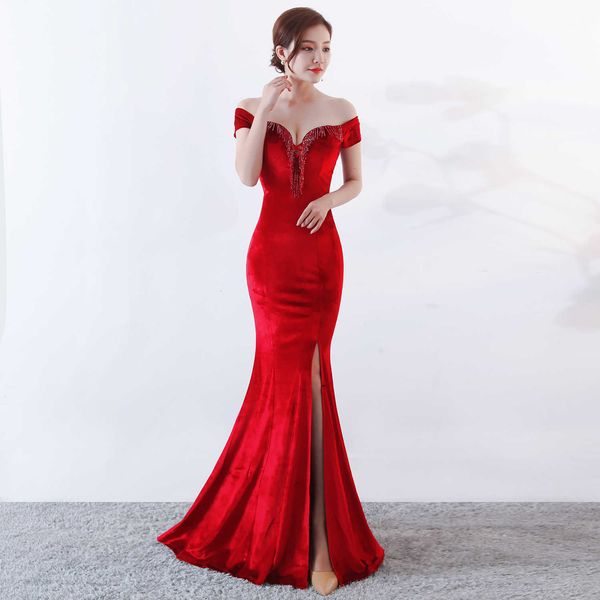 

party dresses womens off the shoulder slash neck high slit formal party at night maxi dress long maid of honor wedding mermaid s4hg, White;black