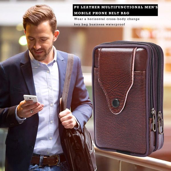 

waist bags pu leather fanny packs men travel outdoor classic texture creative delicate design chic bum bag mobile phone pouch