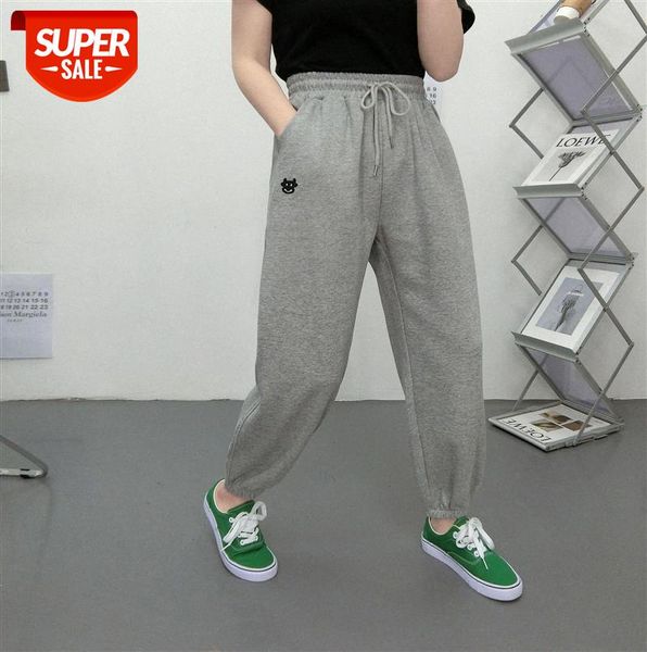 

li zhiqi embroidered calf elastic drawstring waist guard pants women's loose and thin casual sweatpants 110559 #0r7q, Black;gray