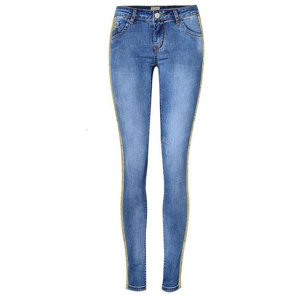 

Women's Jeans Panelled Side Stripe Female Pocket Skinny Pencil Denim Pants Women Trousers Apparel 3EQZ, Blue
