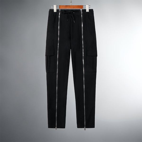 

men's pants fashion trend casual street style middle waist straight quality, Black