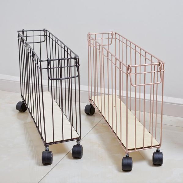 

storage baskets slotted basket wrought iron belt wheels magazine organizer dirty clothes toilet finishing