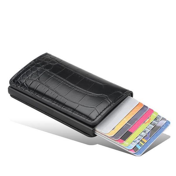 

aluminum metal credit business mini card wallet man women smart holder rfid, Red;black