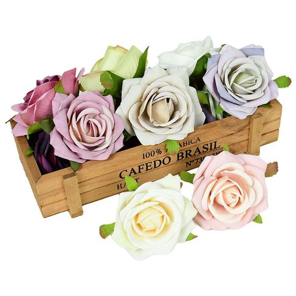 

5/10pcs artificial flower head silk fake rose faux heads for home wedding decor diy wreath scrapbook gift box accessories decorative flowers