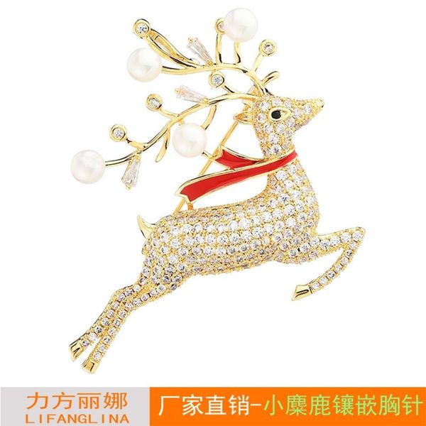 

high grade fashion wedding deer pearl flowers atmosphere versatile brooch, Gray