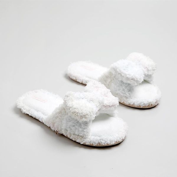 

slippers ladies home buckle women indoor bow fur woman long plush solid shoes warm cute comfortable autumn, Black