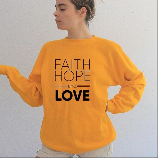 

spring autumn faith hope and women sweatshirts love long sleeve religious christian church pullovers casual slogan jumper hoodies, Black