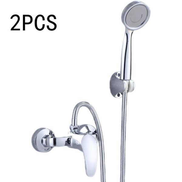 

bathroom shower sets 2pcs faucet silver bath mixer tap and cold water with abs hand head set wall mount