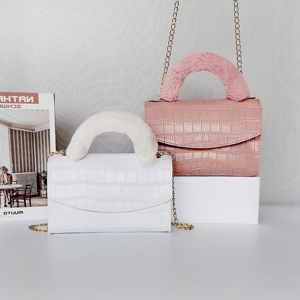 

handbags2021 diagonal crocodile bag pattern handbag ladies plush new small one-shoulder square cxssg