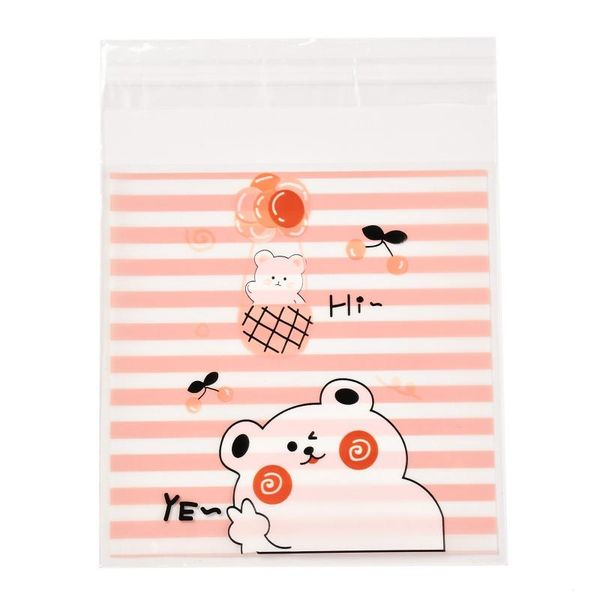 

jewelry pouches, bags 190~200pcs cute animal plastic bag gift packing self adhesive cookie candy packaging bear cat pattern 13x10cm, Pink;blue