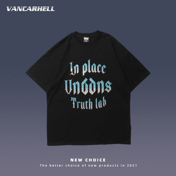 

tee polo street fashion brand heavy industry gradual change diamond letter short sleeve ins high street loose personality creative vibe sty, White;black