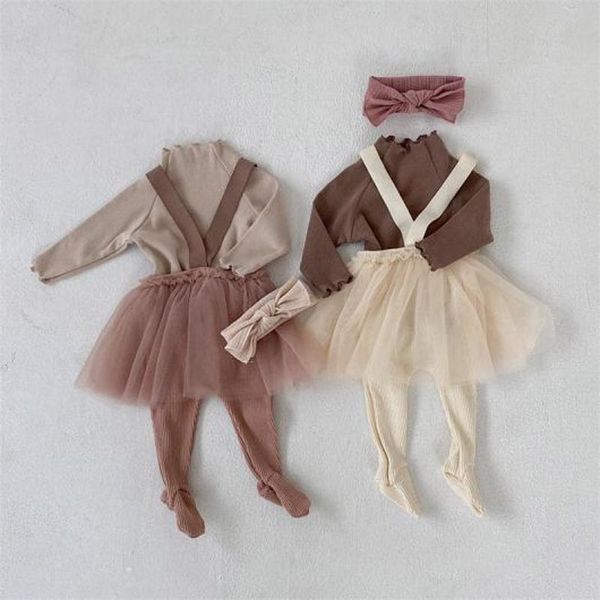 Neonata Abbigliamento Set Set Toddler Tutu Sanguinal Gonna Infant Baby Girl Autumn Leggings Set moda Baby Girl Gonna Bambini Abiti 210413