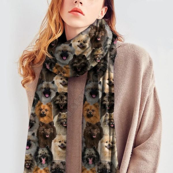 

scarves you will have a bunch of keeshonds 3d print imitation cashmere scarf autumn and winter thickening warm shawl, Blue;gray