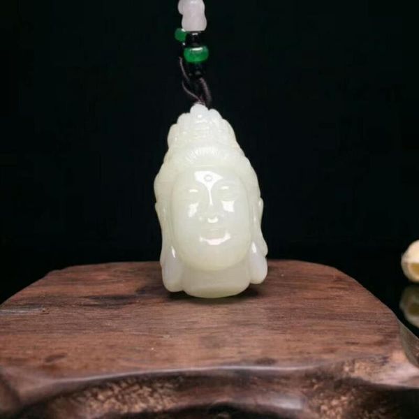 

lockets h77#exquisite hetian jade buddha pendant, Silver