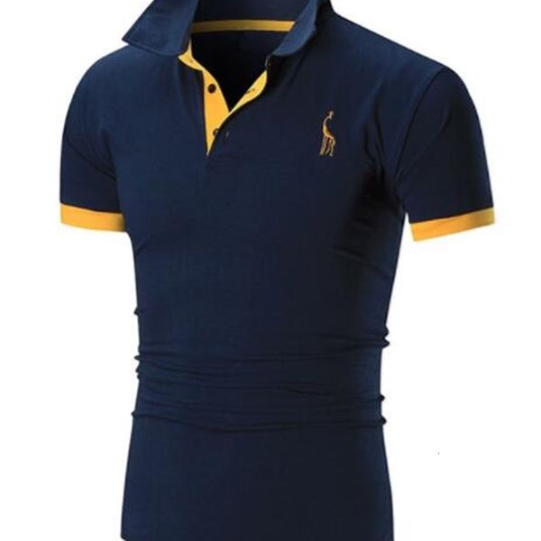 

Men's Polos Mens Polo Shirt Brands Male Short Sleeve Casual Slim Solid Color Printing Deer Pattern Men 3xl PO08, Purple
