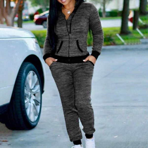 

women's two piece pants 2pcs casual women tracksuits sports lounge wear sweatshirts hoodies set, White