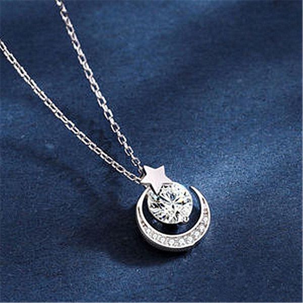 

pendant necklaces moon necklace simple to send girlfriend clavicle chain temperament star and, Silver