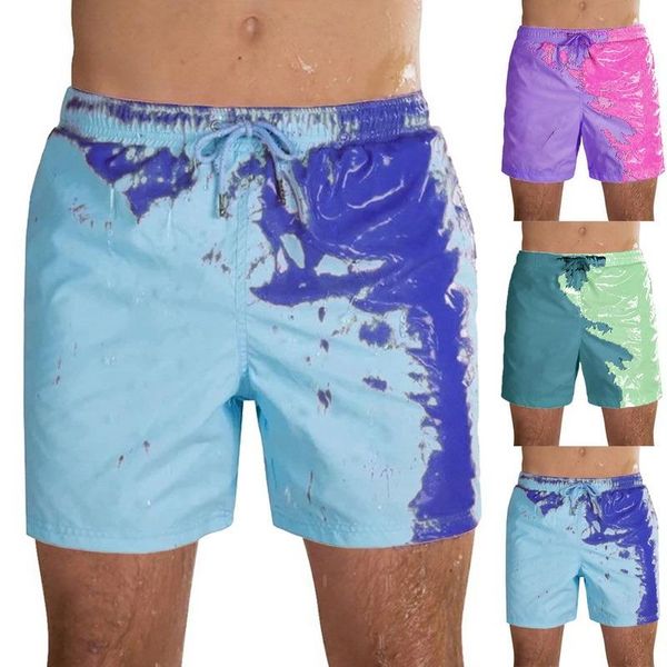 

men's shorts men color changing swim trunks swimming beach male briefs bathing 2021, White;black