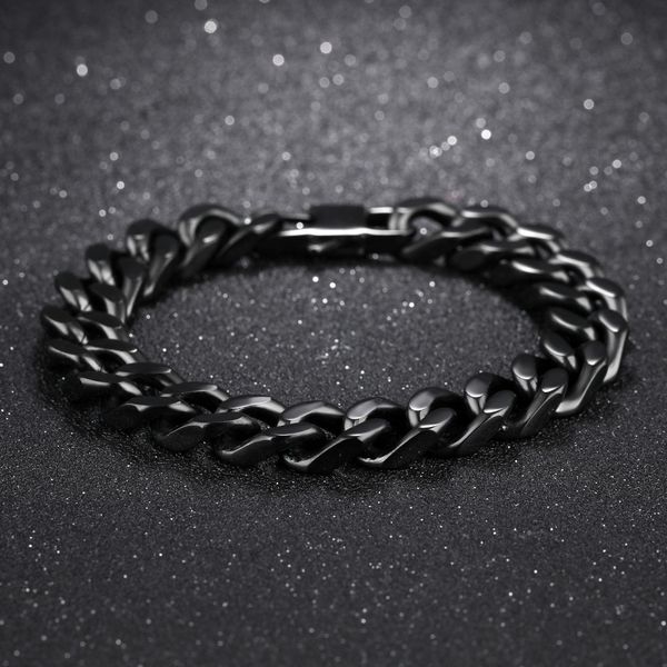 

stylish thick classic textured stainless steel twisted and curved chain bracelets for men/ women., Black