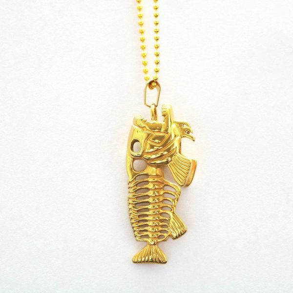 

pendant necklaces necklace bone men's exaggerated jewelry, Silver