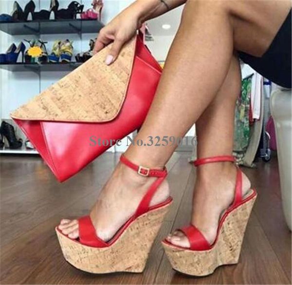 

sandals open toe high platform wedge height increased wedges dress heels shoes test women summer fashion white red yellow, Black
