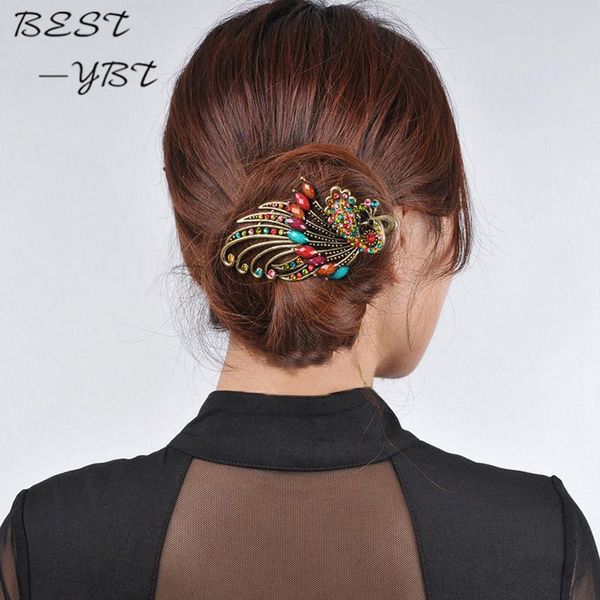 

pcs stylish female retro hair clips crystal butterfly flower combs sticks haarschmuck accessories