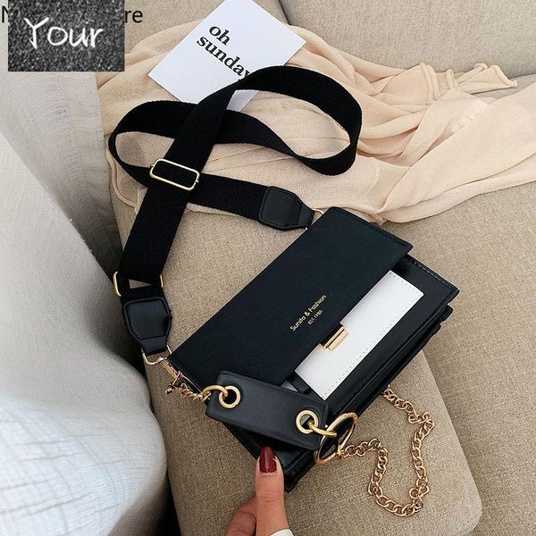 

evening bags pu leather contrast color crossbody for women 2021 chain messenger shoulder bag ladies purses and handbags cross body sac