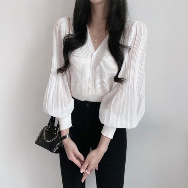 

women's blouses & shirts internet celebrity knitted outerwear cardigan for women early spring and autumn thin small.kio, White