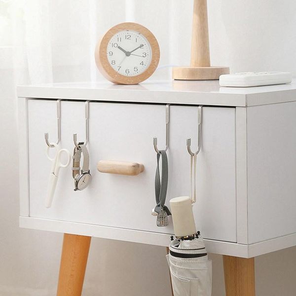 

hooks & rails wall-mounted baskets hook stainless steel double door back cabinet s-shaped glasses household #r