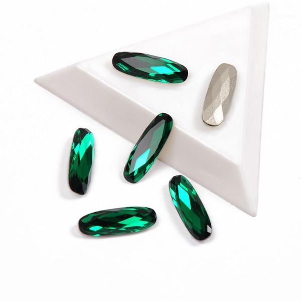 

glitter glass rhinestones elongated baguette shape emerald color nail stone 3d jewelry making beads diy art gem decorations1, Silver;gold