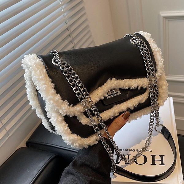 

evening bags vintage square armpit bag 2021 winter high-quality pu leather women's luxury designer handbag plush shoulder messenger