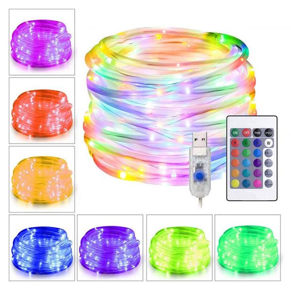 

strings led rope lights changing string 4 modes 16 colors usb powered tube light with remote waterproof for christmas party