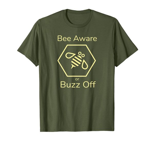 

bee aware or buzz off t-shirts, hexagon honey bee awareness, White;black