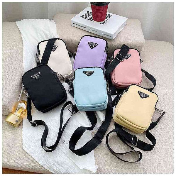

pu mobile phone bag ins three layer fashionable nylon small bag mini messenger shoulder women's korean verticalzly