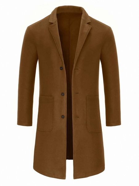 

men lapel neck patched pocket overcoat t7kk#, Black;brown