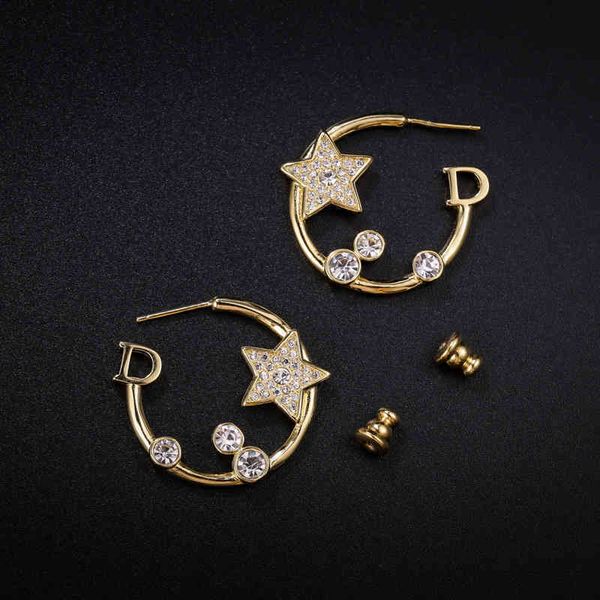 

factory specials aa five pointed star inlaid earrings, Golden
