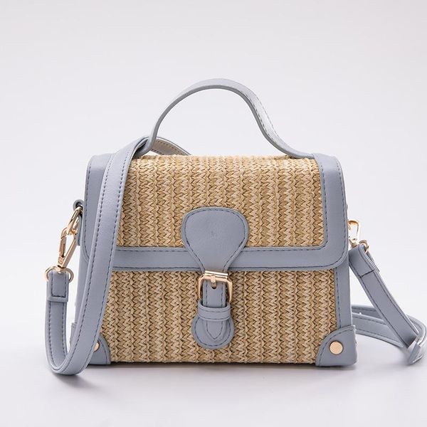 

cross body fashion box straw women handbags wicker woven shoulder crossbody bags summer beach rattan bag lady small flap casual bali purses