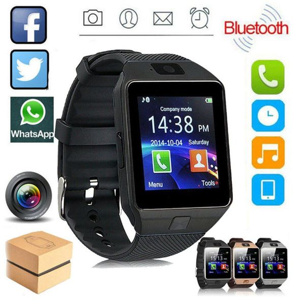 New Smart Watch Homens Mulheres DZ09 Pulseira Pulseira Sim Eletrônica Inteligente Relógio Inteligente Sport Relógios para Android iOS Celphones vs T500 Q18 G20 116Plus