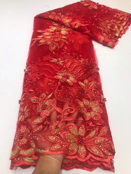 

5yards/lot gorgeous red jacquard french net lace fabric flower embroidery match beads african mesh material for dressing lj6, Black;white