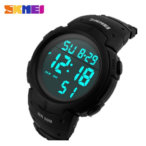 Skmei Outdoor Sport Watch Homens Big Dial Moda Relógios Simples Calendário PU Strap 5bar À Prova D 'Água Relógio Digital Reloj Hombre 1068 x0524