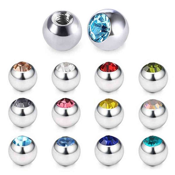 

crystal clear gem ball 3mm 4mm 6m lip tragus studs ear helix labret bar 1.2mm 14g screw eyebrow fashion body jewelry, Silver