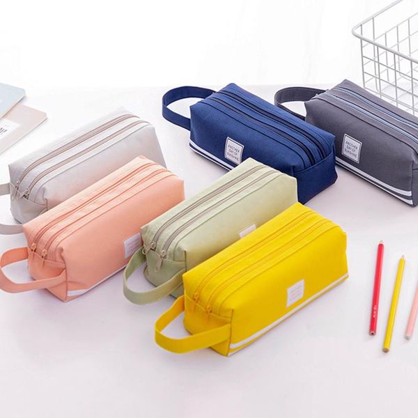 

colorful large capacity pencil cases bags creative korea fabric pen box